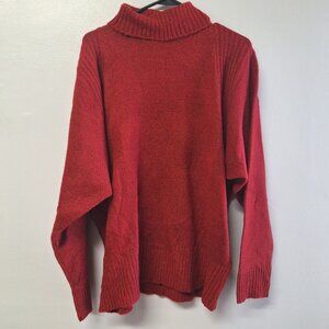 Double Zero Red Sweater Soft Womens Lovely Large Turtle Neck Bat Wing Warm